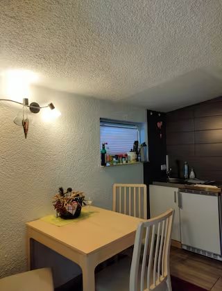 Wohnung 2: Wohnküche mit Esstisch und Küchenzeile